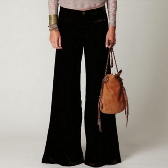 NWT Free People Silk Velour Extreme Wide Leg Size 31 Pants - Picture 1 of 9